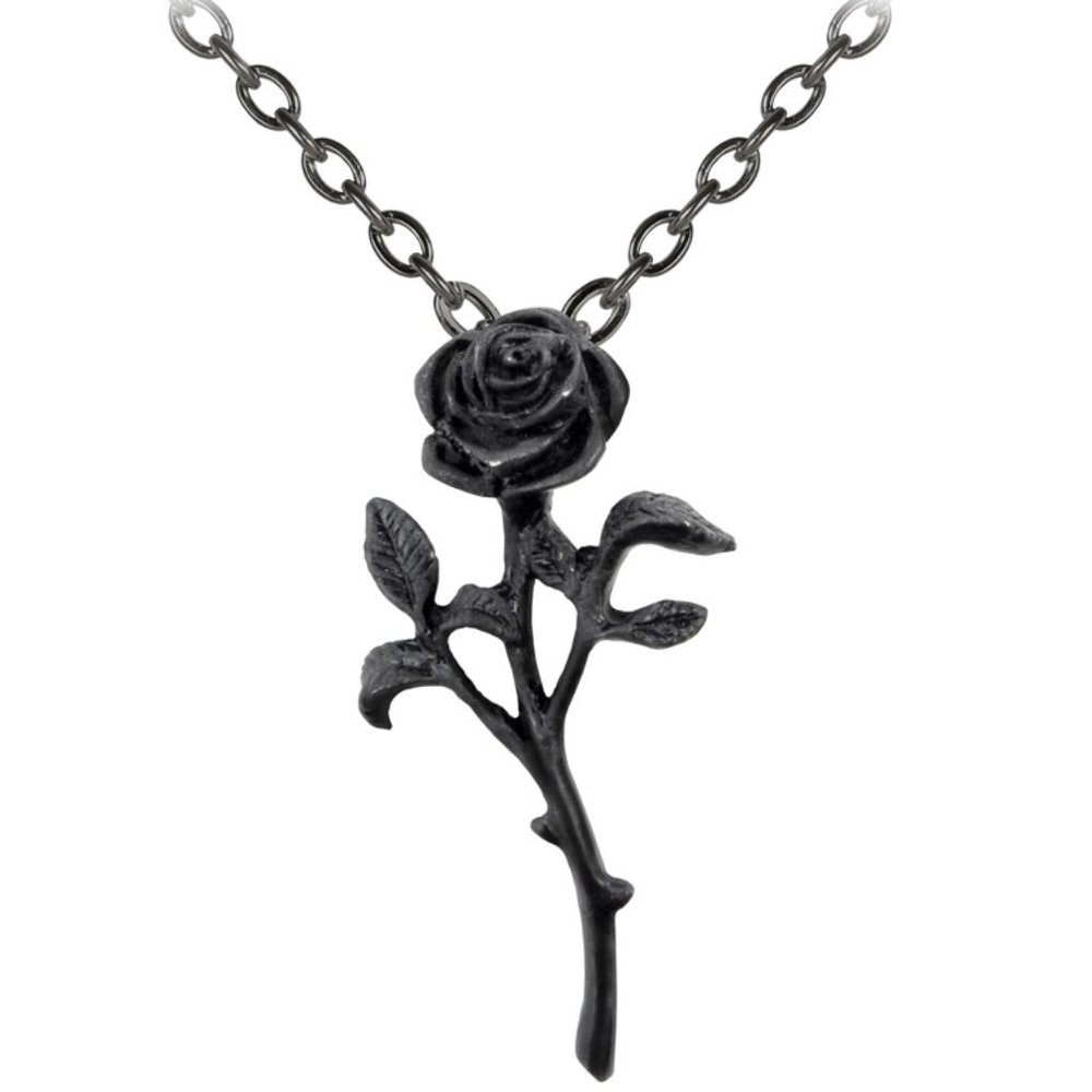 Alchemy Gothic Romantic Black Rose Pendant NWT